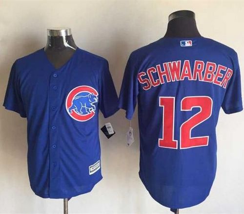 Cubs #12 Kyle Schwarber Blue New Cool Base Stitched MLB Jersey - Click Image to Close